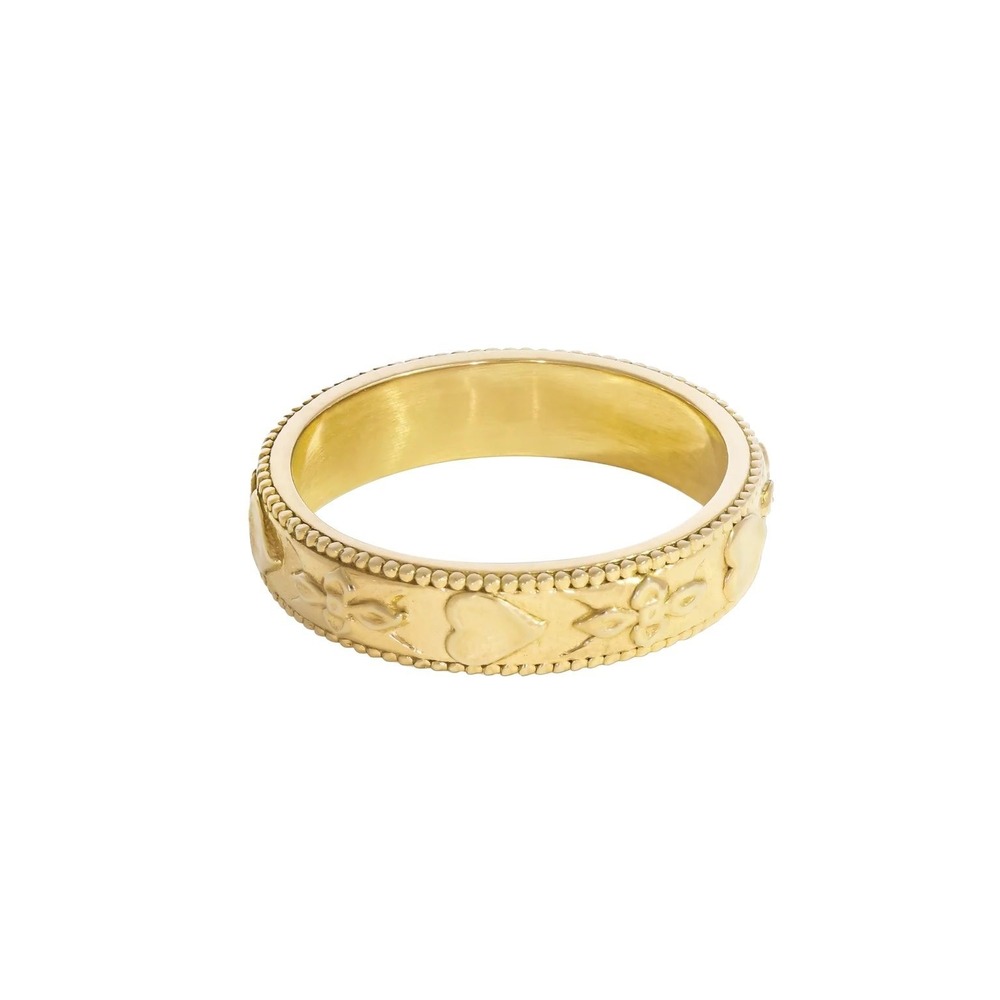 Hey Harper Dylan Ring Gold Hearts Flowers Band Size 6 US 52-53 EU Waterproof